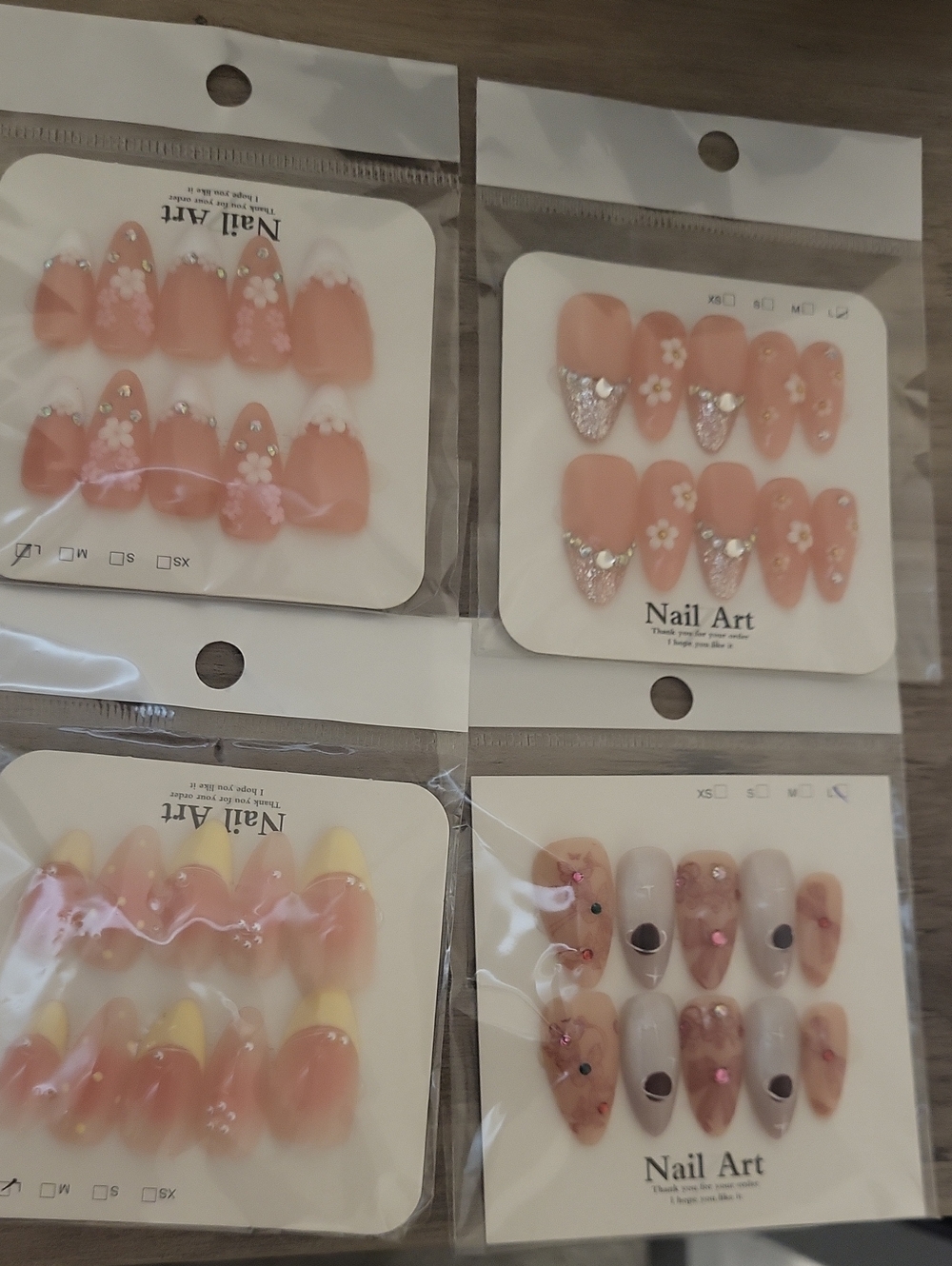 Nail Art Pre-Designed Kids Press-On Nails - Peach & Pink Floral